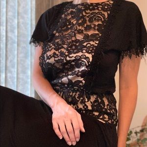 Vintage black, lace, long dress